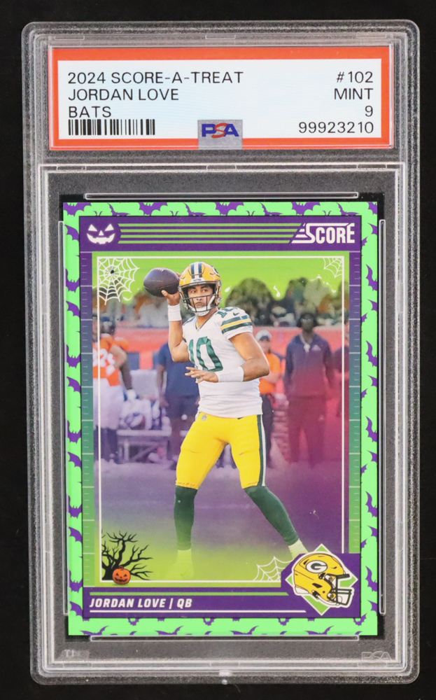 Jordan Love 2024 Score Halloween Bats #102 (PSA 9) at PristineAuction.com Jordan Love 2024 Score Halloween Bats #102 (PSA 9) at PristineAuction.com