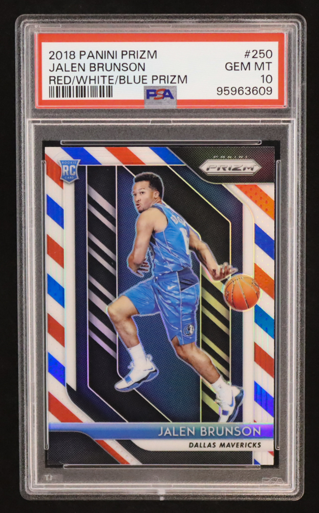 Jalen Brunson 2018-19 Panini Prizm Prizms Red White and Blue #250 RC (PSA 10) at PristineAuction.com Jalen Brunson 2018-19 Panini Prizm Prizms Red White and Blue #250 RC (PSA 10) at PristineAuction.com