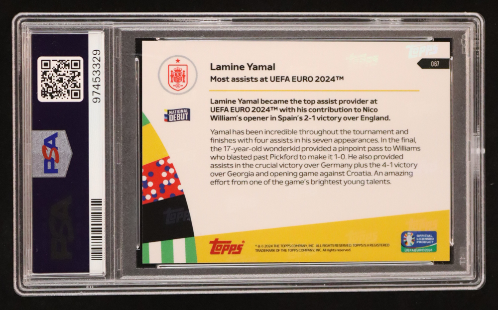 Lamine Yamal 2024 Topps Now UEFA Euro #67 RC (PSA 10) at PristineAuction.com Lamine Yamal 2024 Topps Now UEFA Euro #67 RC (PSA 10) at PristineAuction.com