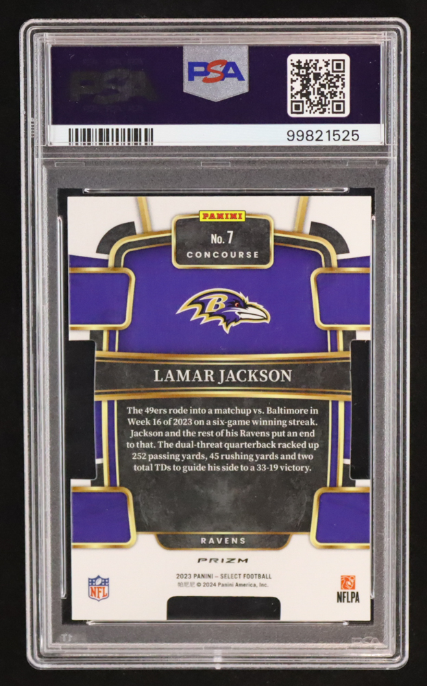 Lamar Jackson 2023 Select Prizm Zebra Die Cut #7 (PSA 10) at PristineAuction.com Lamar Jackson 2023 Select Prizm Zebra Die Cut #7 (PSA 10) at PristineAuction.com
