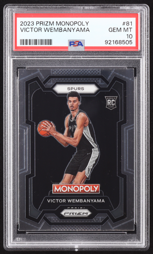 Victor Wembanyama 2023 Panini Prizm Monopoly #81 RC (PSA 10) at PristineAuction.com Victor Wembanyama 2023 Panini Prizm Monopoly #81 RC (PSA 10) at PristineAuction.com