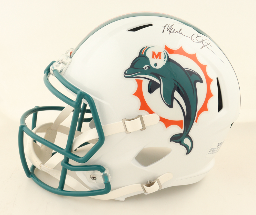 Mark Clayton & Mark "Super" Duper Signed Dolphins Full-Size Throwback Speed Helmet (JSA) at PristineAuction.com Mark Clayton & Mark "Super" Duper Signed Dolphins Full-Size Throwback Speed Helmet (JSA) at PristineAuction.com