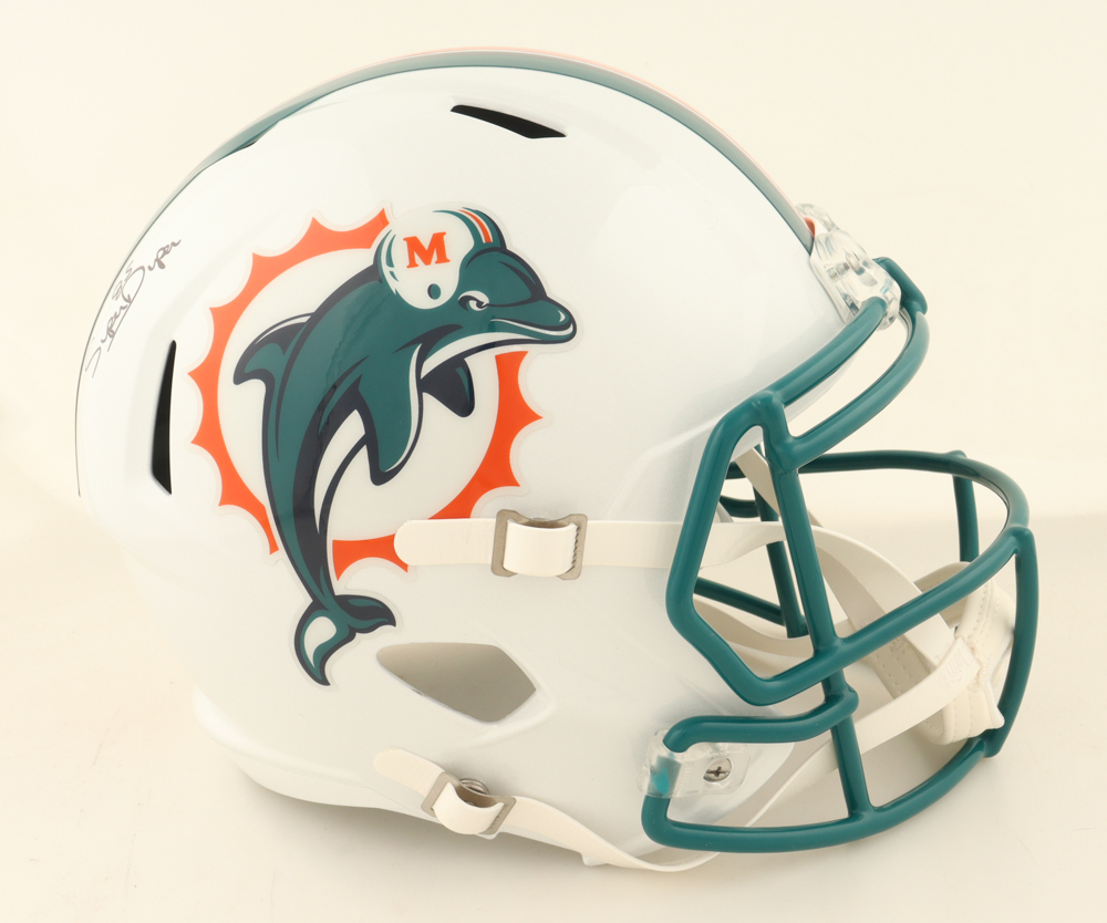 Mark Clayton & Mark "Super" Duper Signed Dolphins Full-Size Throwback Speed Helmet (JSA) at PristineAuction.com Mark Clayton & Mark "Super" Duper Signed Dolphins Full-Size Throwback Speed Helmet (JSA) at PristineAuction.com