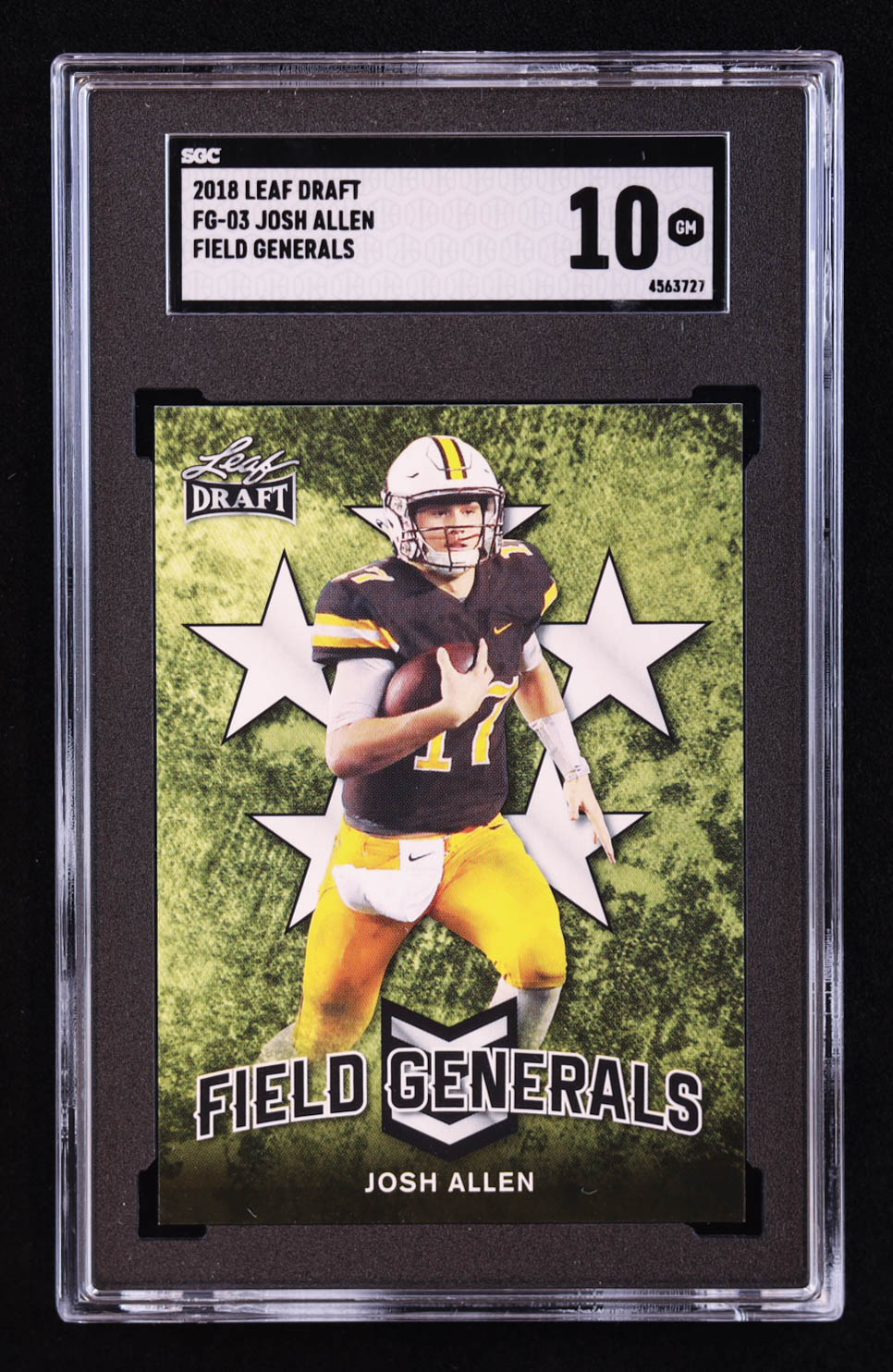 Josh Allen 2018 Leaf Draft Field Generals #FG03 RC (SGC 10) at PristineAuction.com Josh Allen 2018 Leaf Draft Field Generals #FG03 RC (SGC 10) at PristineAuction.com