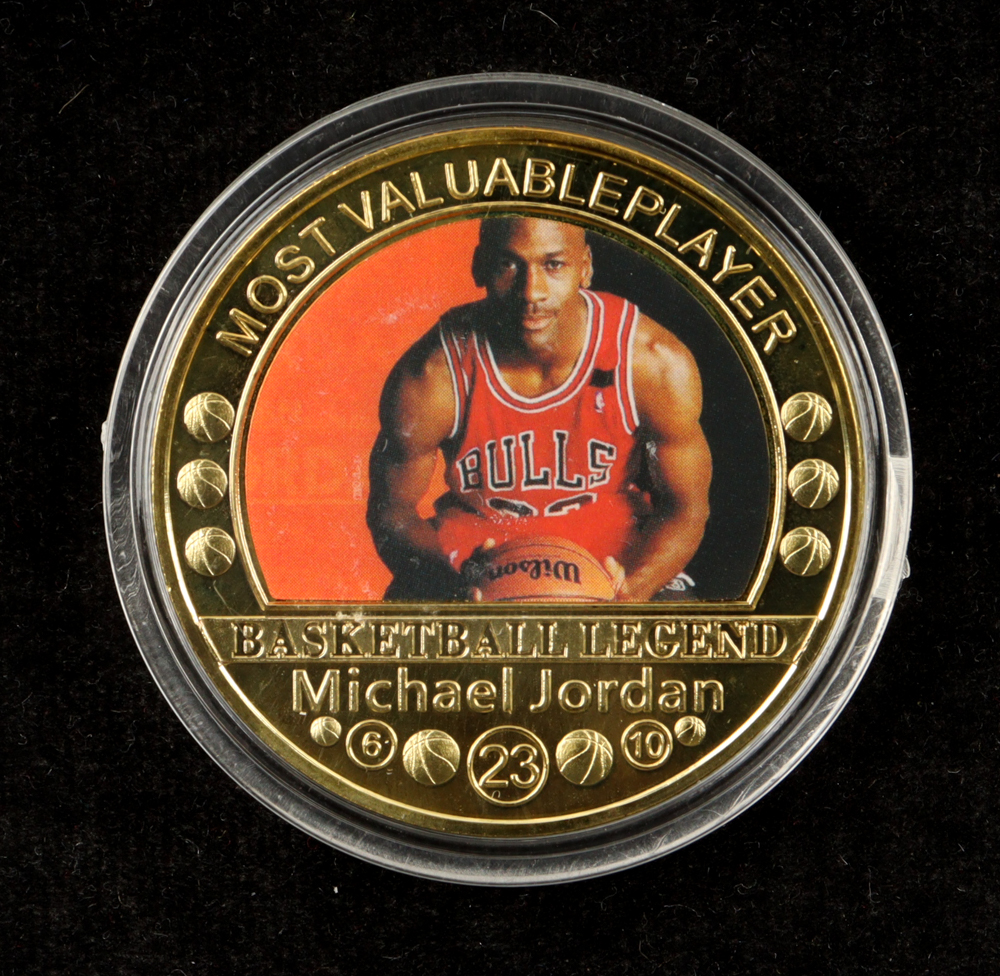 KL World Collection "Michael Jordan" Set of 5 99% 24K Gold Plated Coins at PristineAuction.com KL World Collection "Michael Jordan" Set of 5 99% 24K Gold Plated Coins at PristineAuction.com