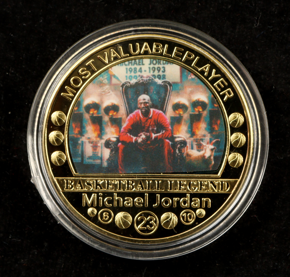 KL World Collection "Michael Jordan" Set of 5 99% 24K Gold Plated Coins at PristineAuction.com KL World Collection "Michael Jordan" Set of 5 99% 24K Gold Plated Coins at PristineAuction.com