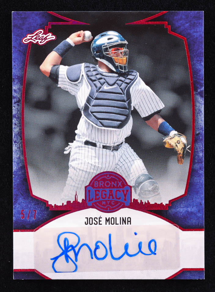 Jose Molina 2024 Leaf A Bronx Legacy Autographs Spectrum Red #BAJM1 #5/7 at PristineAuction.com Jose Molina 2024 Leaf A Bronx Legacy Autographs Spectrum Red #BAJM1 #5/7 at PristineAuction.com