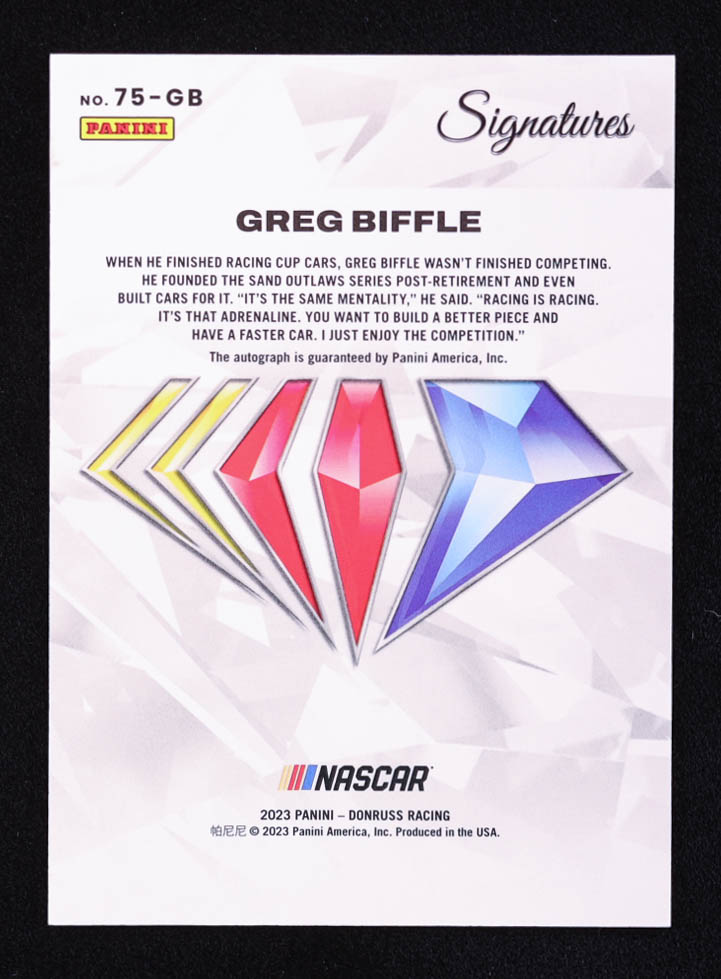 Greg Biffle 2023 Panini Prime NASCAR 75th Anniversary Signatures #28 at PristineAuction.com Greg Biffle 2023 Panini Prime NASCAR 75th Anniversary Signatures #28 at PristineAuction.com