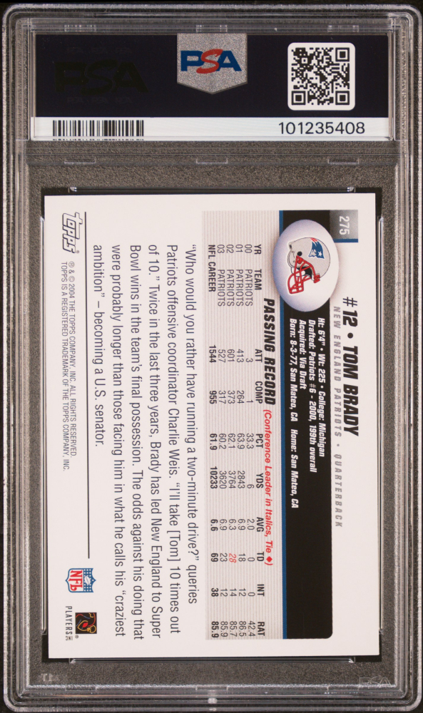 Tom Brady 2004 Topps Collection #275 (PSA 9) at PristineAuction.com Tom Brady 2004 Topps Collection #275 (PSA 9) at PristineAuction.com