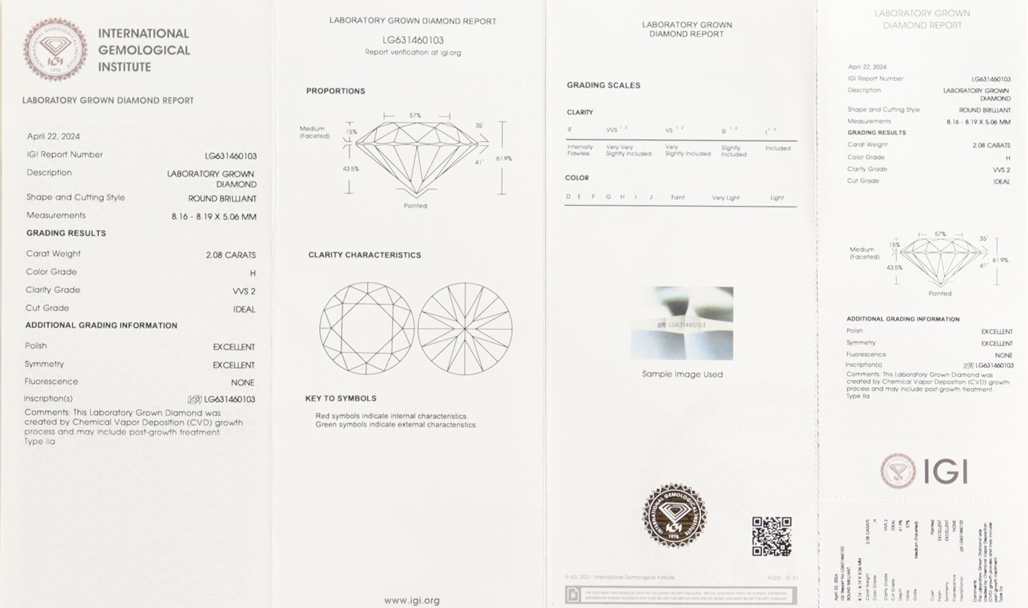 (2) 2.08 CTW | 4.16 Total CTW Pair of Laboratory Grown Round Brilliant Diamond Stud Earrings H, VVS2 | Estimated Value $8,000 (UGL & IGI) at PristineAuction.com (2) 2.08 CTW | 4.16 Total CTW Pair of Laboratory Grown Round Brilliant Diamond Stud Earrings H, VVS2 | Estimated Value $8,000 (UGL & IGI) at PristineAuction.com