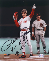 Pete Rose Signed Reds 8x10 Photo Inscribed "Hit King" & "#4256" (PSA) at PristineAuction.com