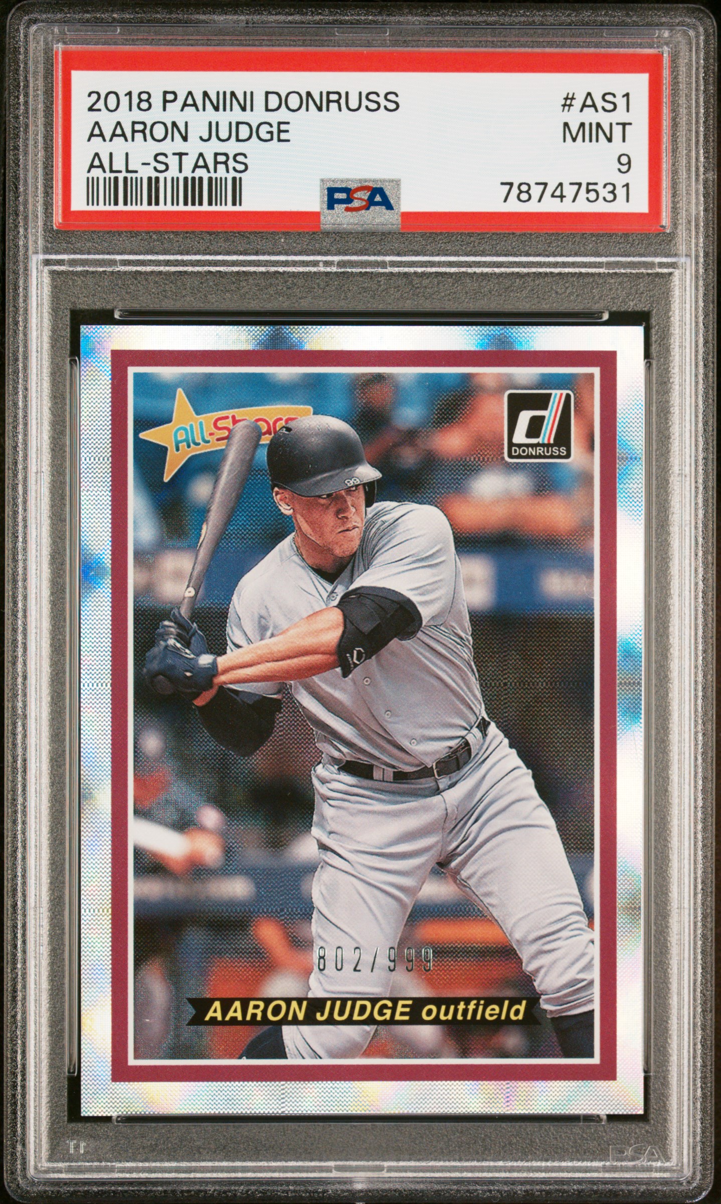 Aaron Judge 2018 Donruss All-Stars #1 #802/999 (PSA 9) at PristineAuction.com Aaron Judge 2018 Donruss All-Stars #1 #802/999 (PSA 9) at PristineAuction.com