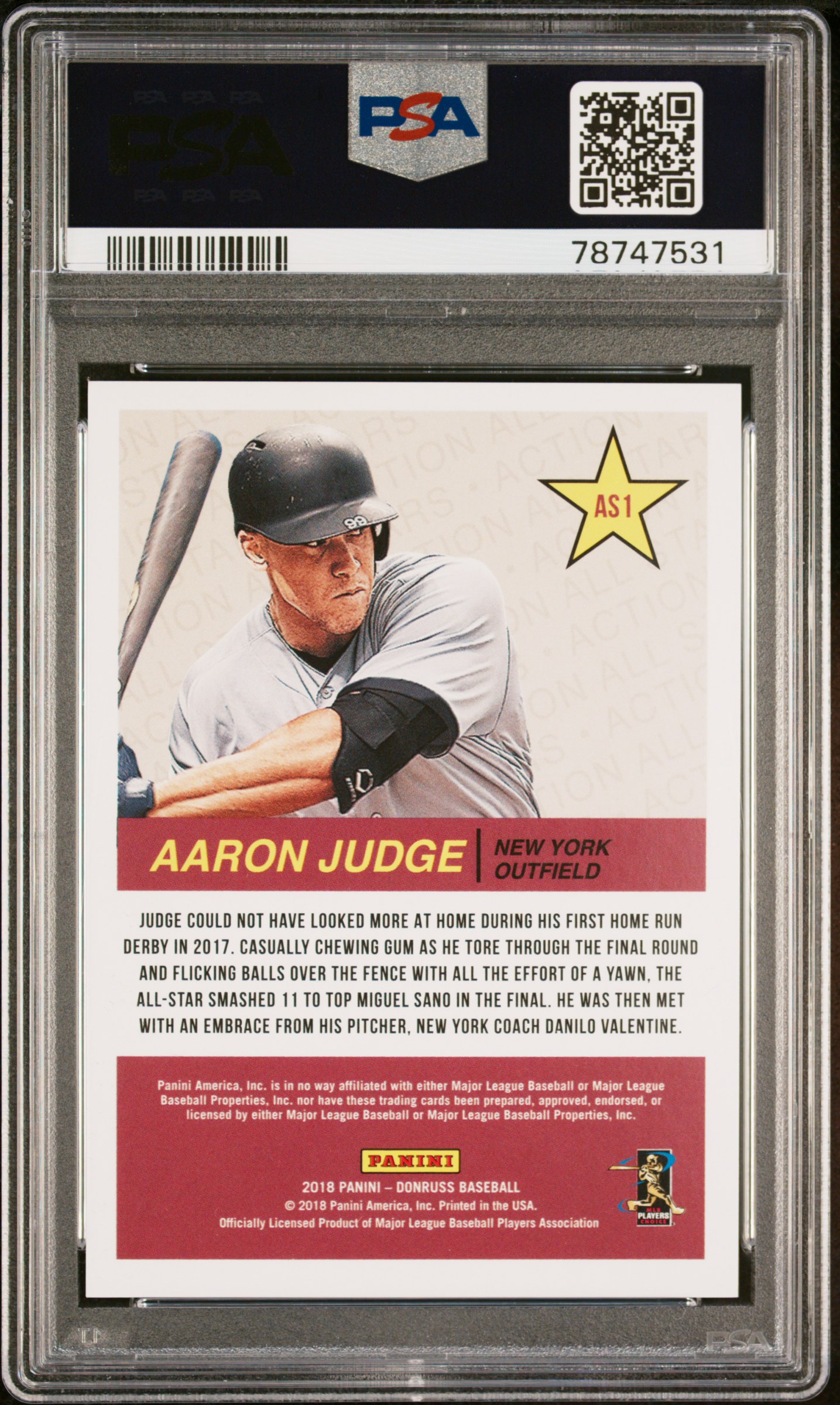 Aaron Judge 2018 Donruss All-Stars #1 #802/999 (PSA 9) at PristineAuction.com Aaron Judge 2018 Donruss All-Stars #1 #802/999 (PSA 9) at PristineAuction.com