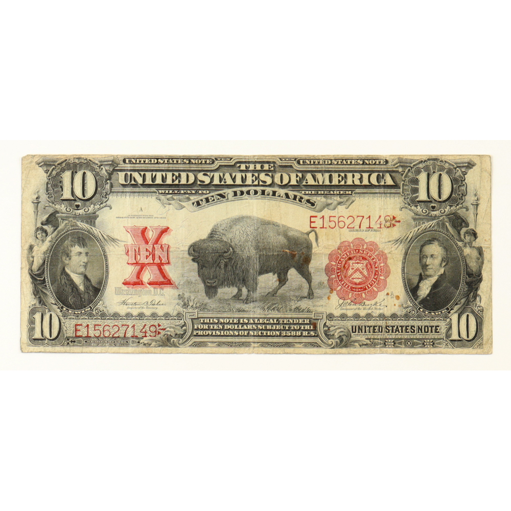 1901 United States $10 Ten Dollar Bison Legal Tender Note | Pristine ...