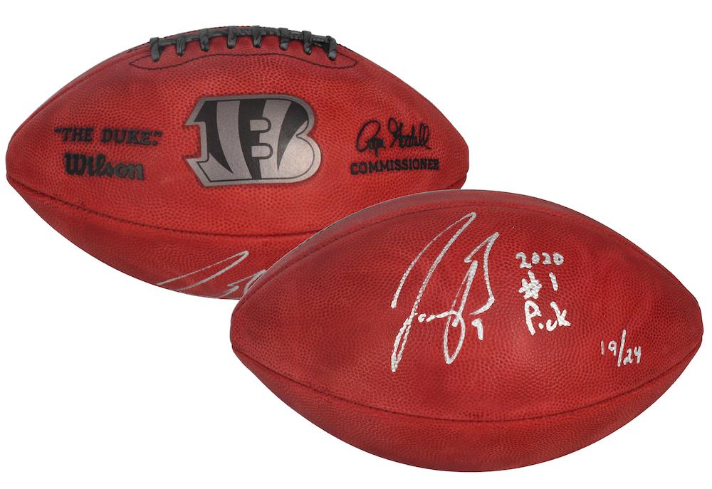 Joe Burrow Signed LE "The Duke" NFL Official Game Ball Inscribed "2020 #1 Pick" (Fanatics) at PristineAuction.com Joe Burrow Signed LE "The Duke" NFL Official Game Ball Inscribed "2020 #1 Pick" (Fanatics) at PristineAuction.com