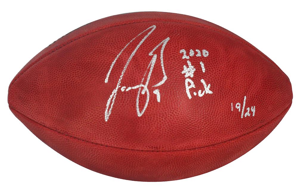 Joe Burrow Signed LE "The Duke" NFL Official Game Ball Inscribed "2020 #1 Pick" (Fanatics) at PristineAuction.com Joe Burrow Signed LE "The Duke" NFL Official Game Ball Inscribed "2020 #1 Pick" (Fanatics) at PristineAuction.com