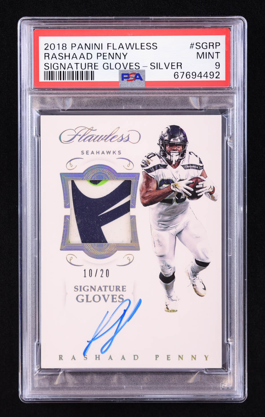 Rashaad Penny 2018 Panini Flawless Signature Gloves #15 #10/20 (PSA 9) at PristineAuction.com Rashaad Penny 2018 Panini Flawless Signature Gloves #15 #10/20 (PSA 9) at PristineAuction.com