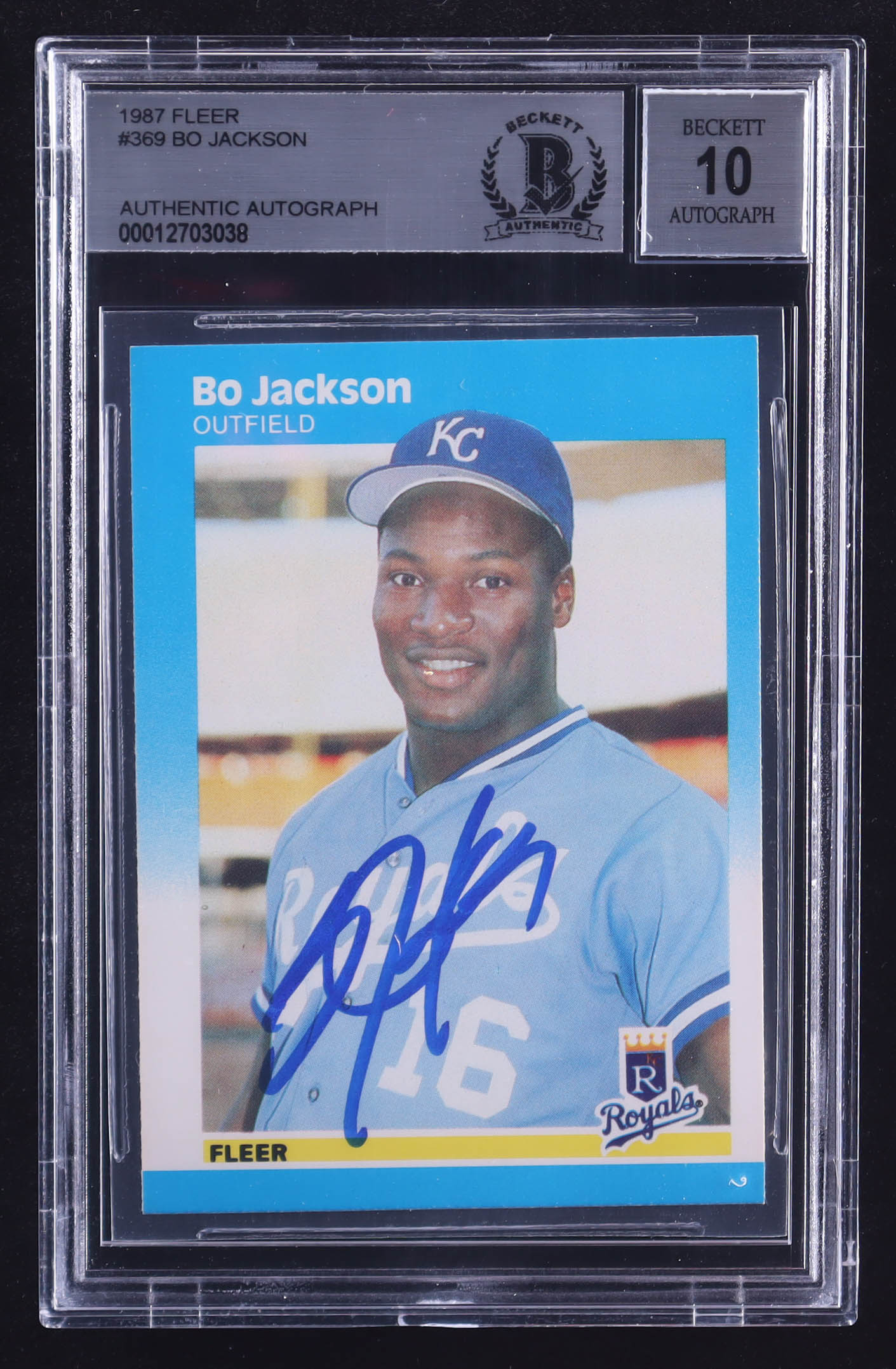 Bo Jackson Signed 1987 Fleer #369 RC (BGS | Auto 10) at PristineAuction.com Bo Jackson Signed 1987 Fleer #369 RC (BGS | Auto 10) at PristineAuction.com