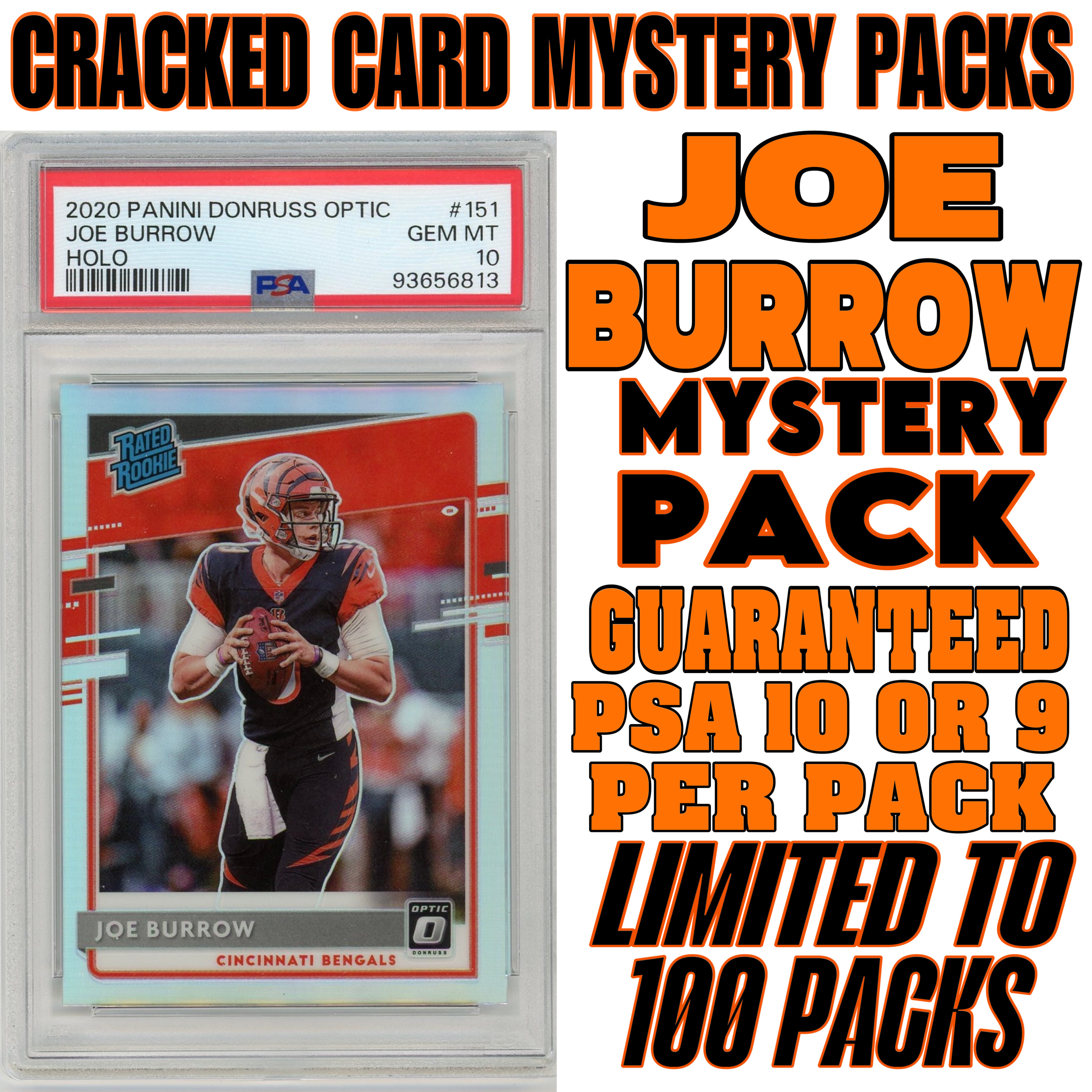 Cracked Cards Joe Burrow PSA Mystery Box Edition #1 (Limited to 100 Packs) at PristineAuction.com Cracked Cards Joe Burrow PSA Mystery Box Edition #1 (Limited to 100 Packs) at PristineAuction.com
