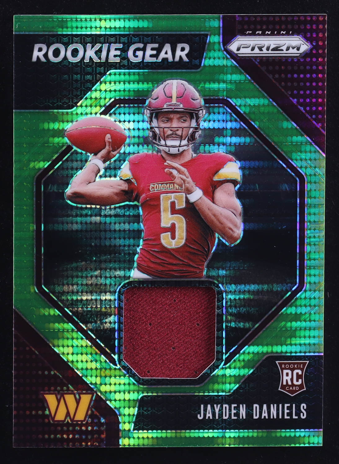 Jayden Daniels 2024 Panini Prizm Rookie Gear Neon Green Pulsar #2 RC at PristineAuction.com Jayden Daniels 2024 Panini Prizm Rookie Gear Neon Green Pulsar #2 RC at PristineAuction.com