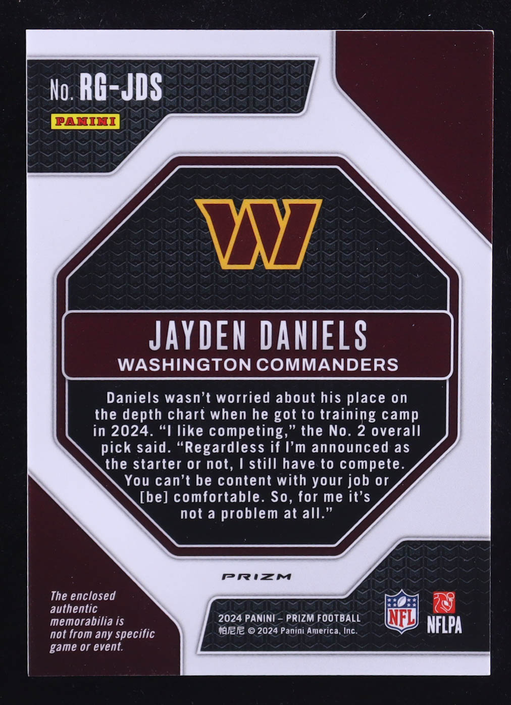 Jayden Daniels 2024 Panini Prizm Rookie Gear Neon Green Pulsar #2 RC at PristineAuction.com Jayden Daniels 2024 Panini Prizm Rookie Gear Neon Green Pulsar #2 RC at PristineAuction.com