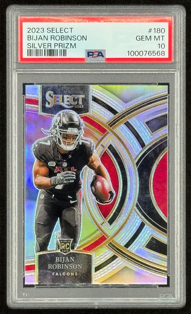 Bijan Robinson 2023 Select Prizms Silver #180 RC (PSA 10) at PristineAuction.com Bijan Robinson 2023 Select Prizms Silver #180 RC (PSA 10) at PristineAuction.com