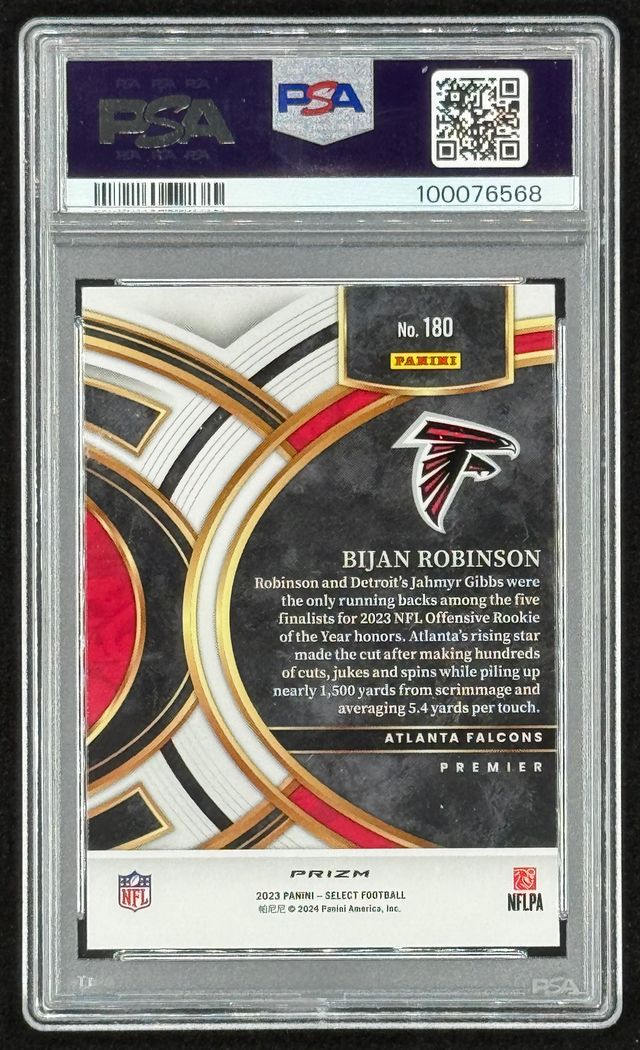Bijan Robinson 2023 Select Prizms Silver #180 RC (PSA 10) at PristineAuction.com Bijan Robinson 2023 Select Prizms Silver #180 RC (PSA 10) at PristineAuction.com