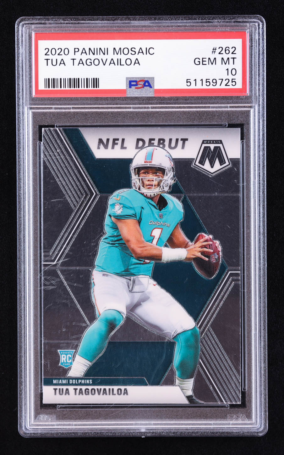 Tua Tagovailoa 2020 Panini Mosaic #262 DEB RC (PSA 10) at PristineAuction.com Tua Tagovailoa 2020 Panini Mosaic #262 DEB RC (PSA 10) at PristineAuction.com