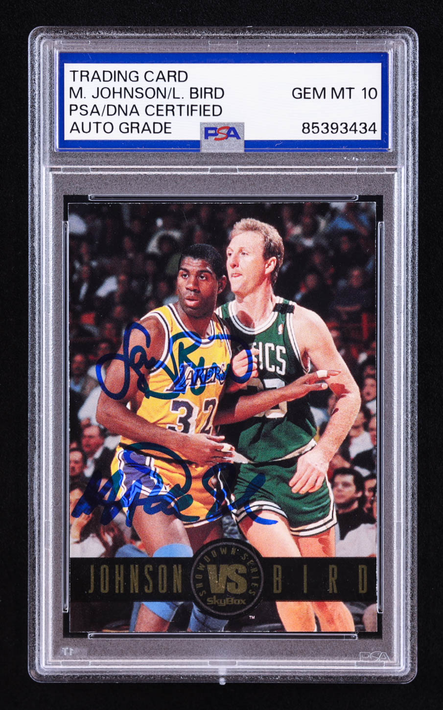 Magic Johnson & Larry Bird Signed 1993-94 SkyBox Premium Showdown Series #SS12 (PSA | Auto 10) at PristineAuction.com Magic Johnson & Larry Bird Signed 1993-94 SkyBox Premium Showdown Series #SS12 (PSA | Auto 10) at PristineAuction.com