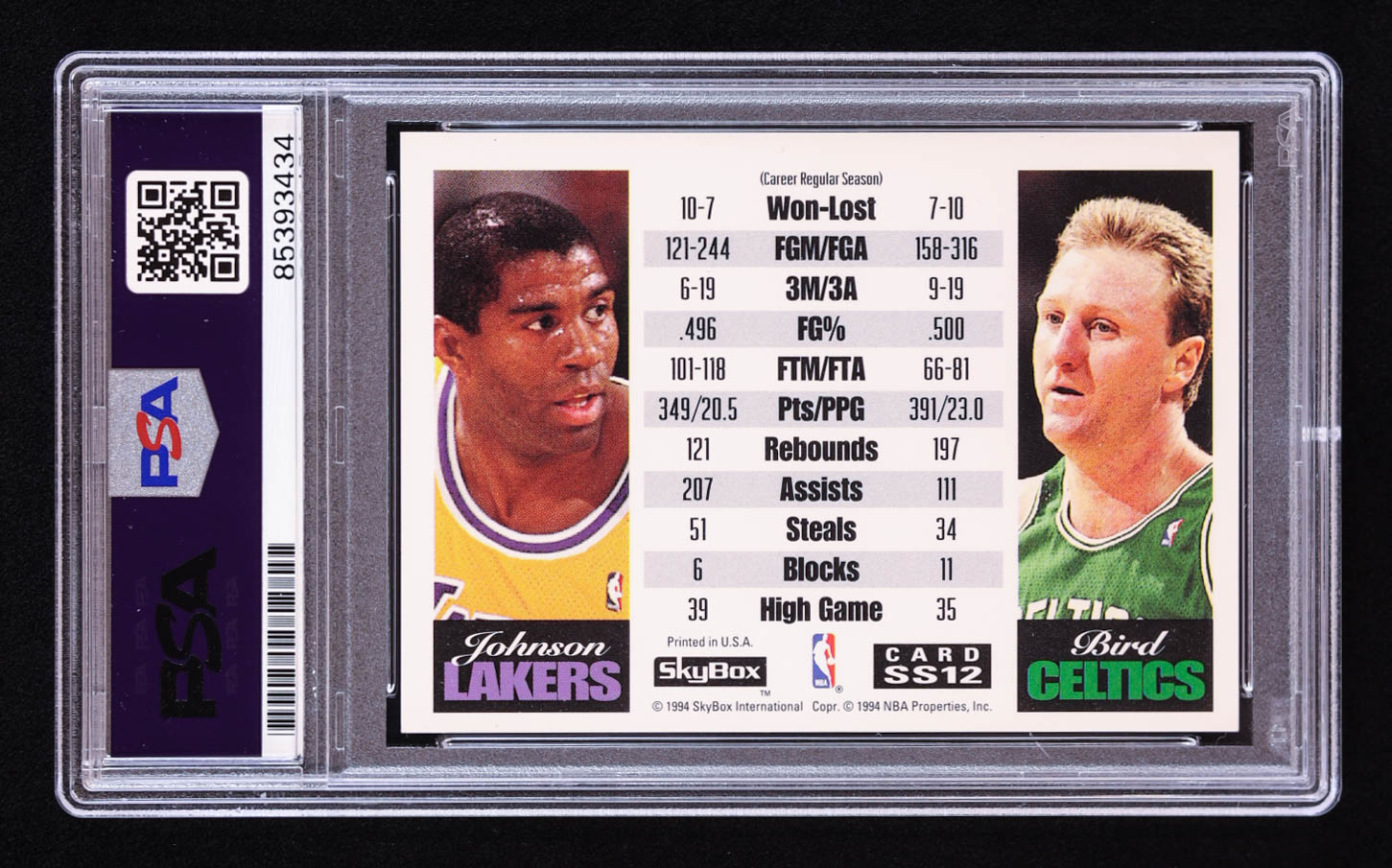 Magic Johnson & Larry Bird Signed 1993-94 SkyBox Premium Showdown Series #SS12 (PSA | Auto 10) at PristineAuction.com Magic Johnson & Larry Bird Signed 1993-94 SkyBox Premium Showdown Series #SS12 (PSA | Auto 10) at PristineAuction.com