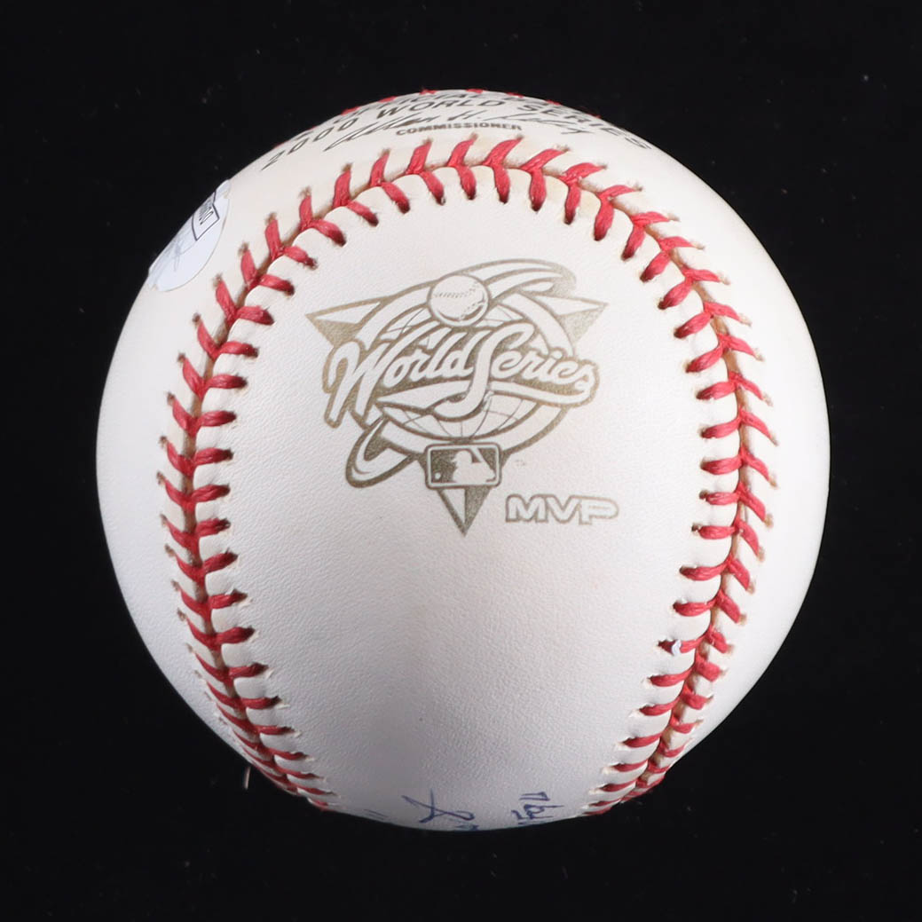 Phil 'Scooter' Rizzuto Signed 2000 World Series Logo Baseball Inscribed "Holy Cow" & "HOF 94" (JSA) at PristineAuction.com Phil 'Scooter' Rizzuto Signed 2000 World Series Logo Baseball Inscribed "Holy Cow" & "HOF 94" (JSA) at PristineAuction.com