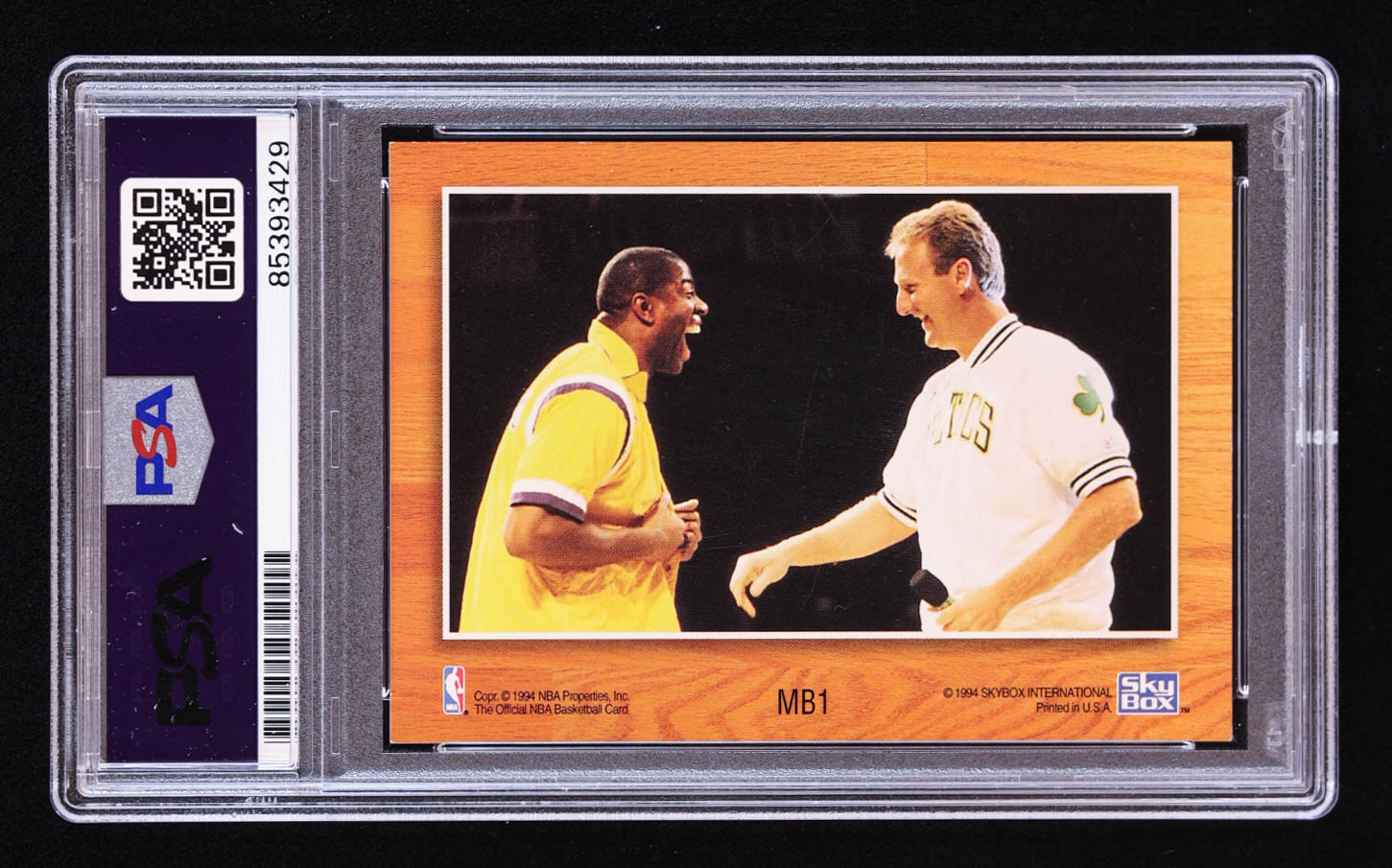 Larry Bird & Magic Johnson Signed 1993-94 Hoops #MB1 Commemorative (PSA | Auto 10) at PristineAuction.com Larry Bird & Magic Johnson Signed 1993-94 Hoops #MB1 Commemorative (PSA | Auto 10) at PristineAuction.com