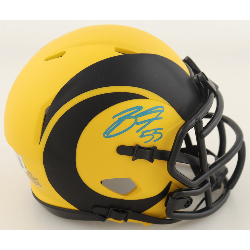 Braden Fiske Signed Rams Rave Alternate Speed Mini Helmet (Beckett) at PristineAuction.com