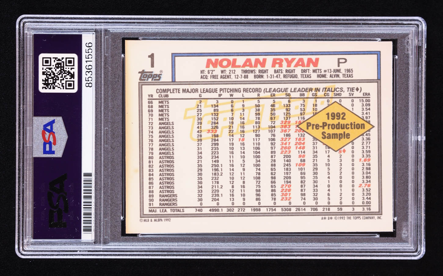 Nolan Ryan Signed 1992 Topps Gold #1 (PSA | Auto 10) at PristineAuction.com Nolan Ryan Signed 1992 Topps Gold #1 (PSA | Auto 10) at PristineAuction.com
