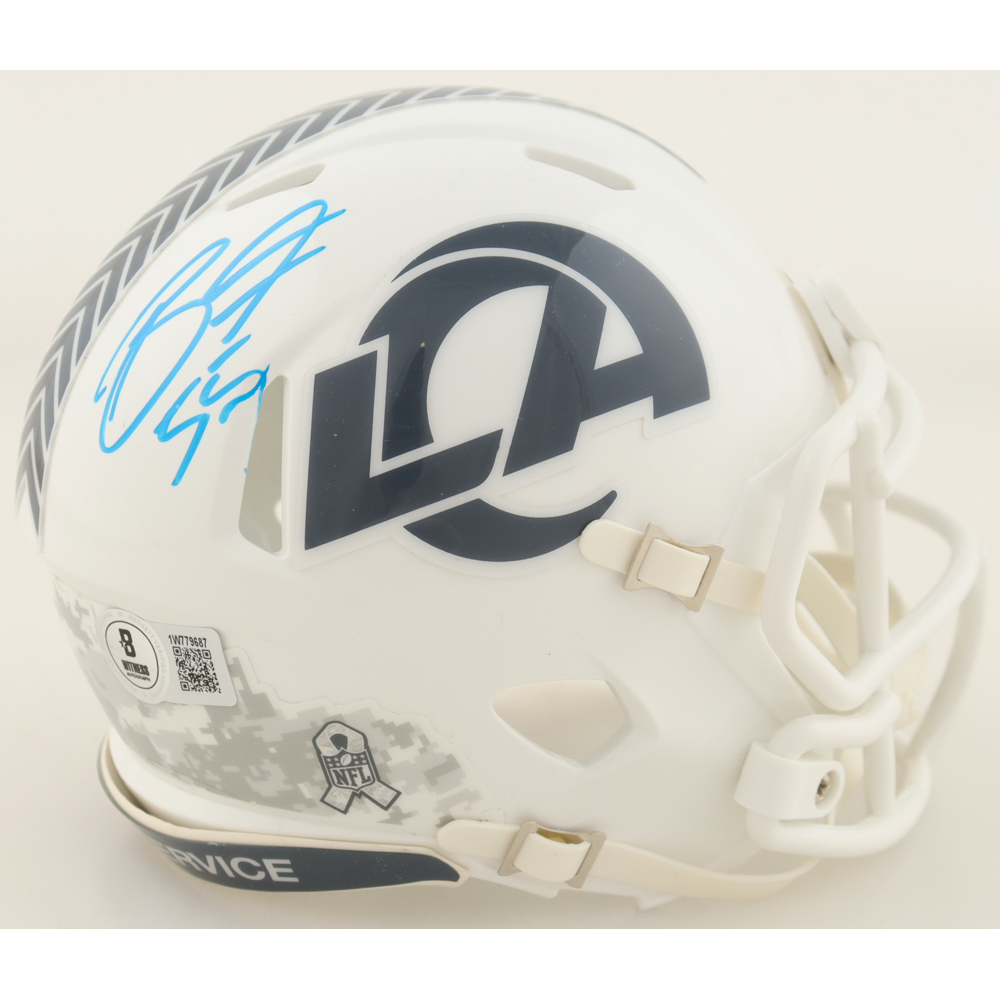 Braden Fiske Signed Rams Salute To Service Alternate Speed Mini Helmet (Beckett) at PristineAuction.com