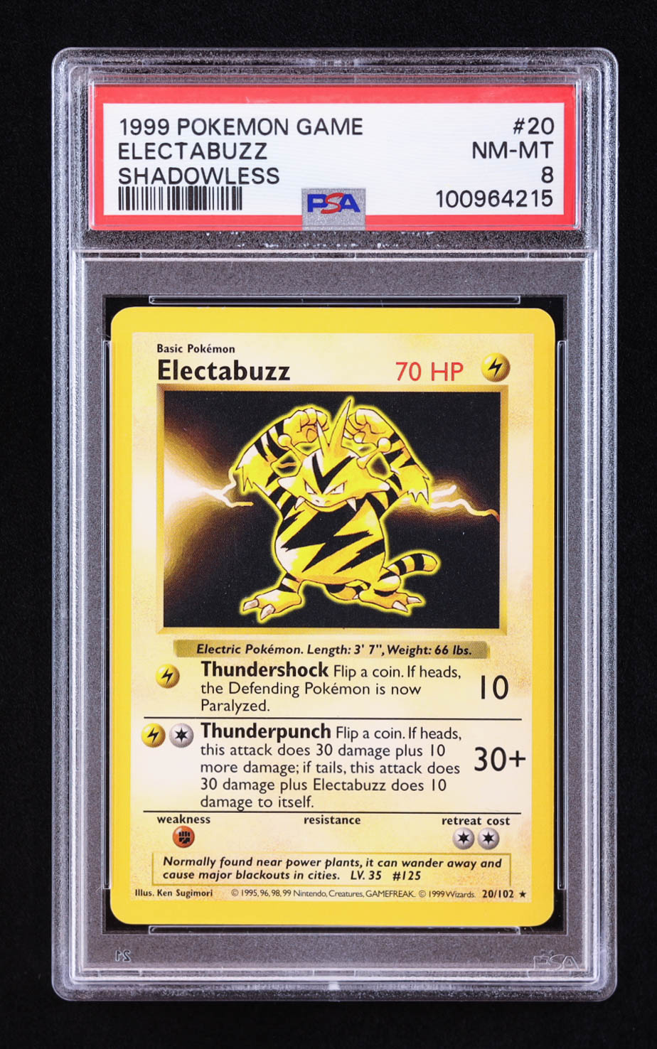 Electabuzz Pokemon 1999 Base Shadowless #20 (PSA 8) at PristineAuction.com Electabuzz Pokemon 1999 Base Shadowless #20 (PSA 8) at PristineAuction.com