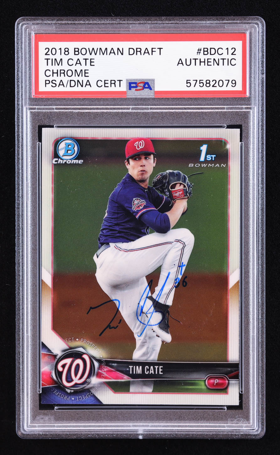 Tim Cate Signed 2018 Bowman Chrome Draft #BDC12 RC (PSA) at PristineAuction.com Tim Cate Signed 2018 Bowman Chrome Draft #BDC12 RC (PSA) at PristineAuction.com