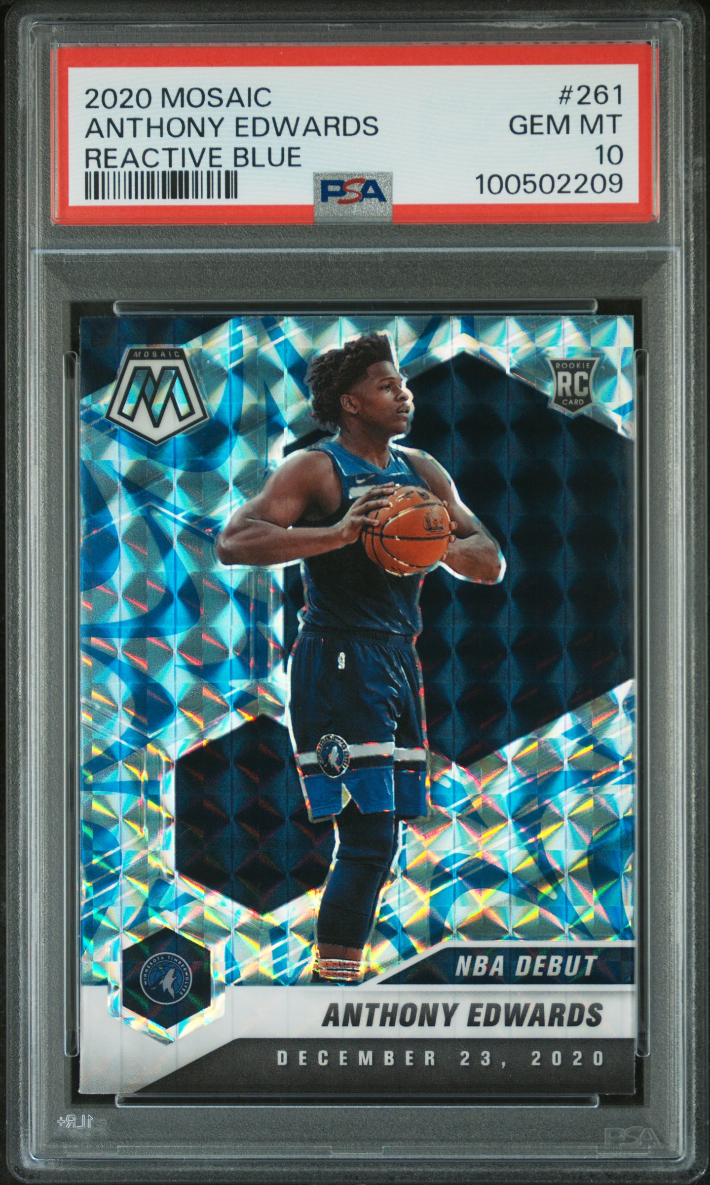Anthony Edwards 2020-21 Panini Mosaic Reactive Blue #261 RC (PSA 10) at PristineAuction.com Anthony Edwards 2020-21 Panini Mosaic Reactive Blue #261 RC (PSA 10) at PristineAuction.com