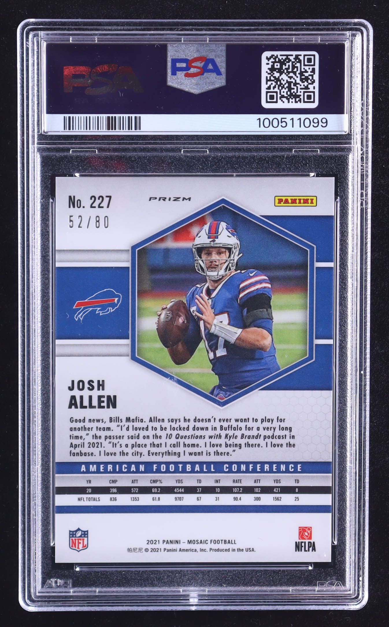 Josh Allen 2021 Panini Mosaic Mosaic Choice Fusion Red and Yellow #227 AFC #52/80 (PSA 9) at PristineAuction.com Josh Allen 2021 Panini Mosaic Mosaic Choice Fusion Red and Yellow #227 AFC #52/80 (PSA 9) at PristineAuction.com