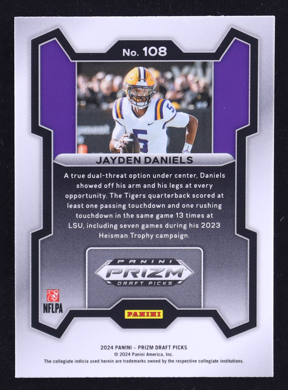 Jayden Daniels 2024 Panini Prizm Draft Picks #108 RC at PristineAuction.com Jayden Daniels 2024 Panini Prizm Draft Picks #108 RC at PristineAuction.com