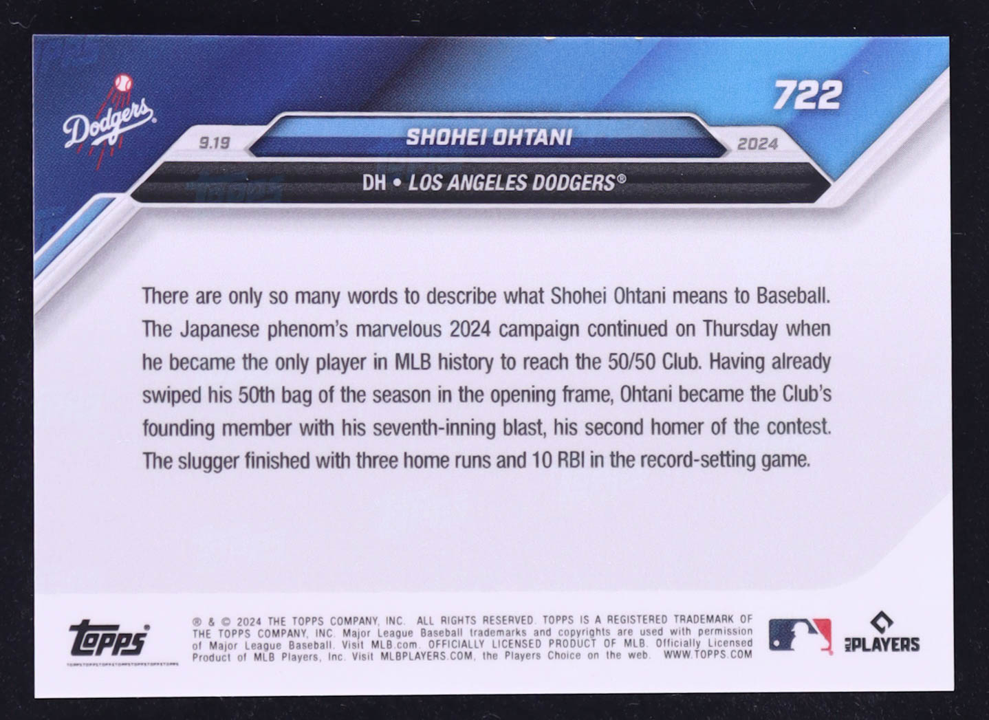 Shohei Ohtani 2024 Topps Now #722 at PristineAuction.com Shohei Ohtani 2024 Topps Now #722 at PristineAuction.com
