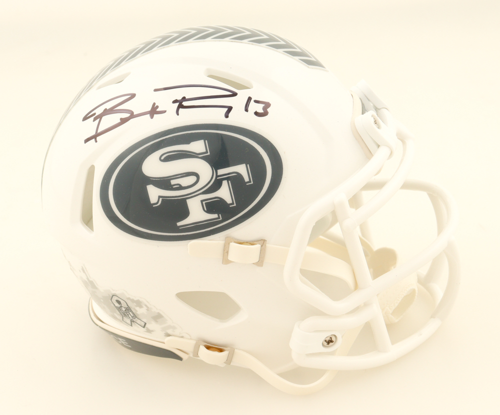 Brock Purdy Signed 49ers Salute to Service Speed Mini Helmet (PSA) at PristineAuction.com Brock Purdy Signed 49ers Salute to Service Speed Mini Helmet (PSA) at PristineAuction.com