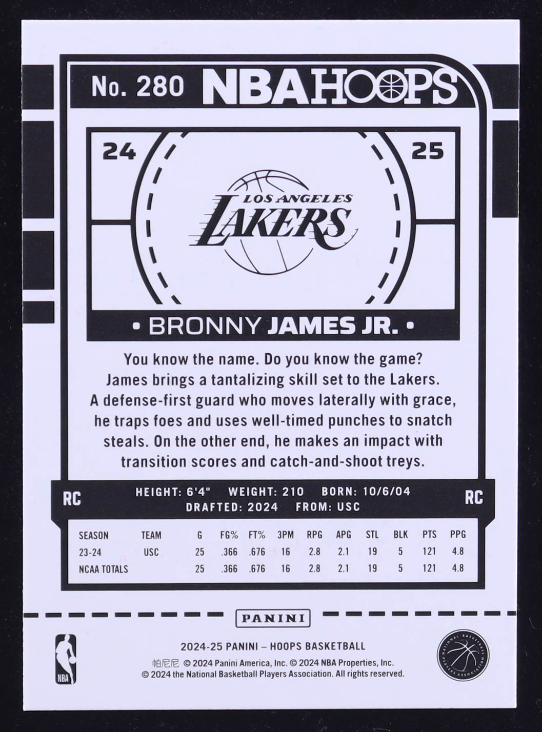 Bronny James Jr. 2024-25 Hoops Teal Explosion #280 RC at PristineAuction.com Bronny James Jr. 2024-25 Hoops Teal Explosion #280 RC at PristineAuction.com