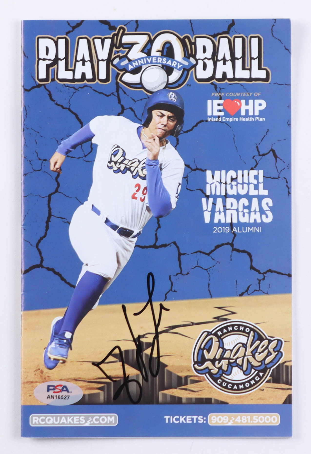 Thayron Liranzo Signed 2023 Rancho Cucamonga Quakes vs. Modesto Nuts Game Program (PSA) at PristineAuction.com Thayron Liranzo Signed 2023 Rancho Cucamonga Quakes vs. Modesto Nuts Game Program (PSA) at PristineAuction.com