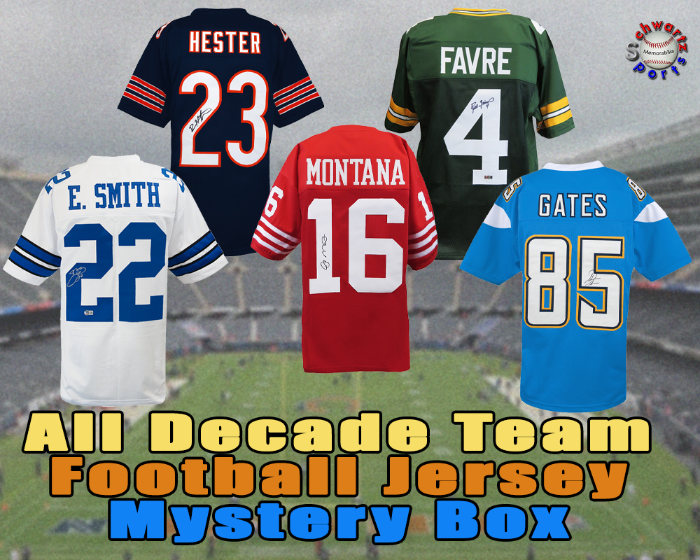 Football ALL-DECADE TEAM Signed Jersey Mystery Box Series 12 (Limited to 100) - Schwartz Sports at PristineAuction.com Football ALL-DECADE TEAM Signed Jersey Mystery Box Series 12 (Limited to 100) - Schwartz Sports at PristineAuction.com