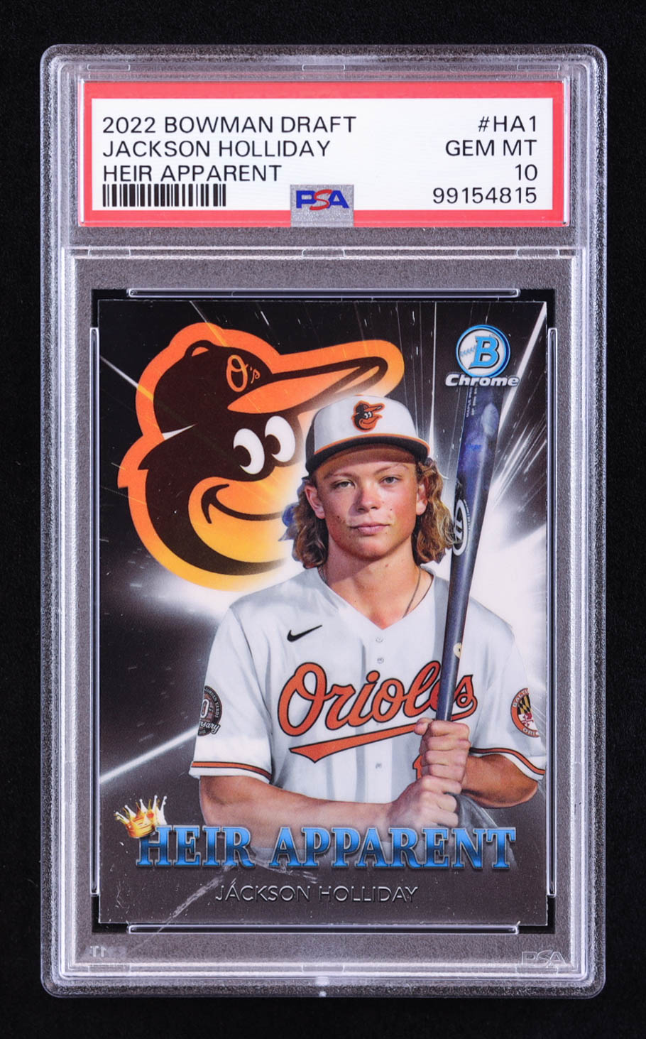 Jackson Holliday 2022 Bowman Chrome Draft Heir Apparent #HA1 RC (PSA 10) at PristineAuction.com Jackson Holliday 2022 Bowman Chrome Draft Heir Apparent #HA1 RC (PSA 10) at PristineAuction.com