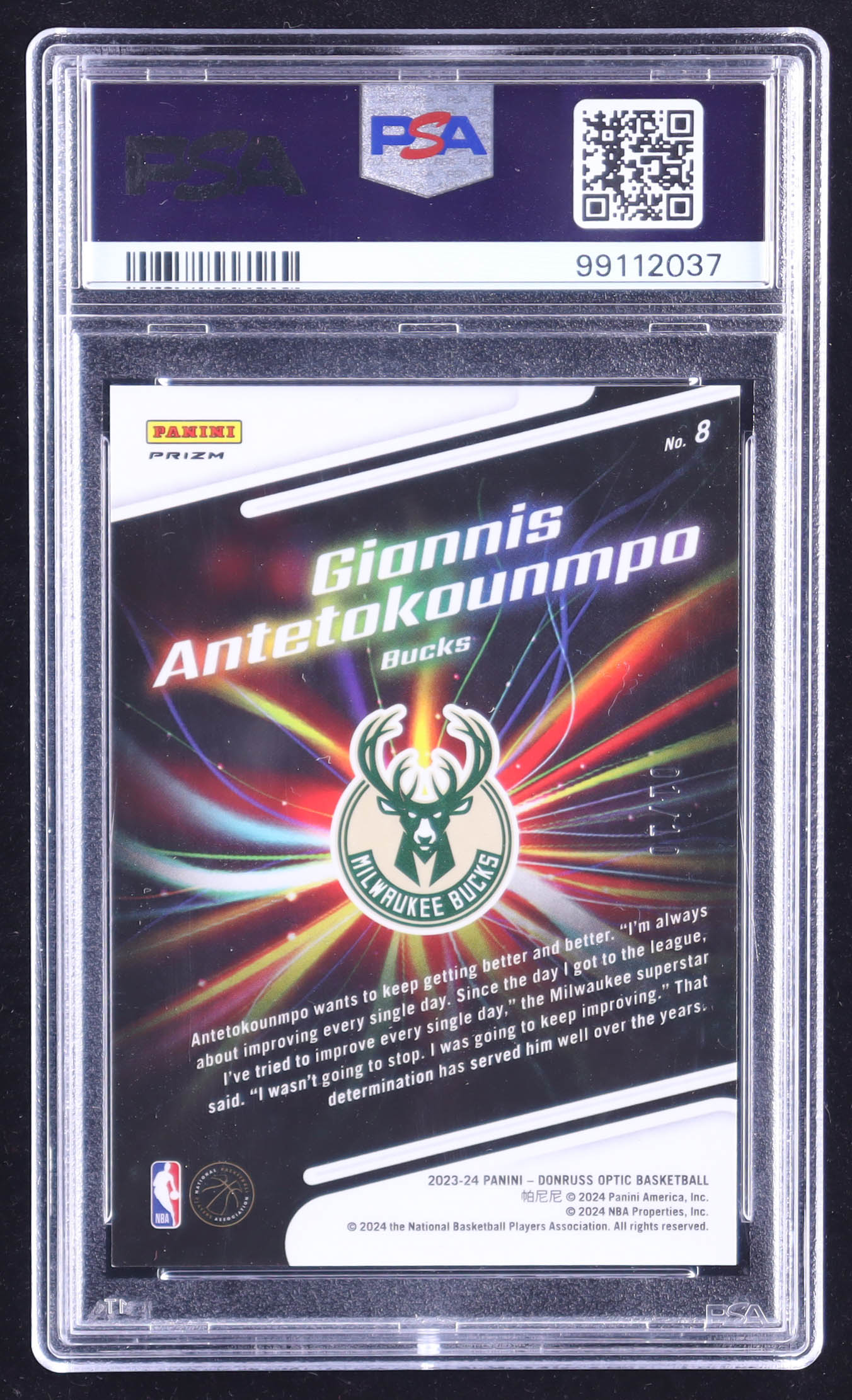 Giannis Antetokounmpo 2023-24 Donruss Optic Lights Out Gold #8 #01/10 (PSA 9) at PristineAuction.com Giannis Antetokounmpo 2023-24 Donruss Optic Lights Out Gold #8 #01/10 (PSA 9) at PristineAuction.com