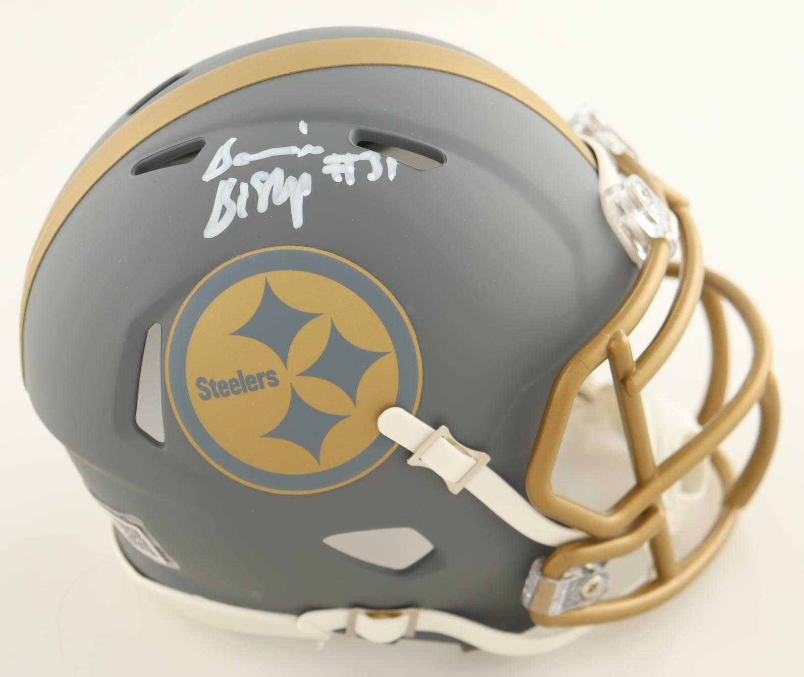 Beanie Bishop Signed Steelers Slate Alternate Speed Mini Helmet (TSE) at PristineAuction.com Beanie Bishop Signed Steelers Slate Alternate Speed Mini Helmet (TSE) at PristineAuction.com