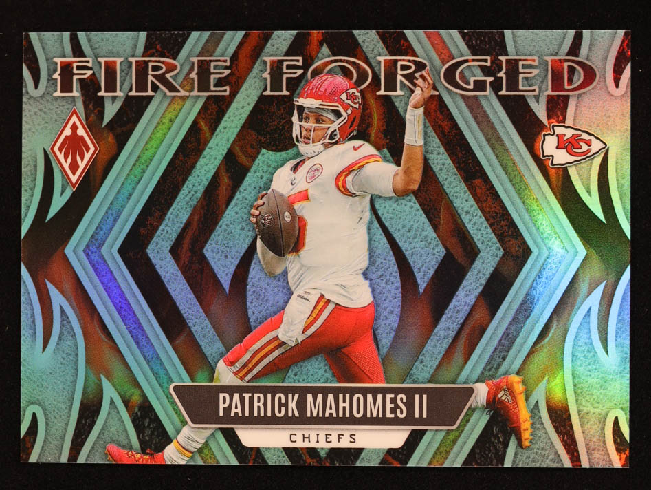 Patrick Mahomes II 2023 Panini Phoenix Fire Forged Teal #1 #84/150 at PristineAuction.com Patrick Mahomes II 2023 Panini Phoenix Fire Forged Teal #1 #84/150 at PristineAuction.com