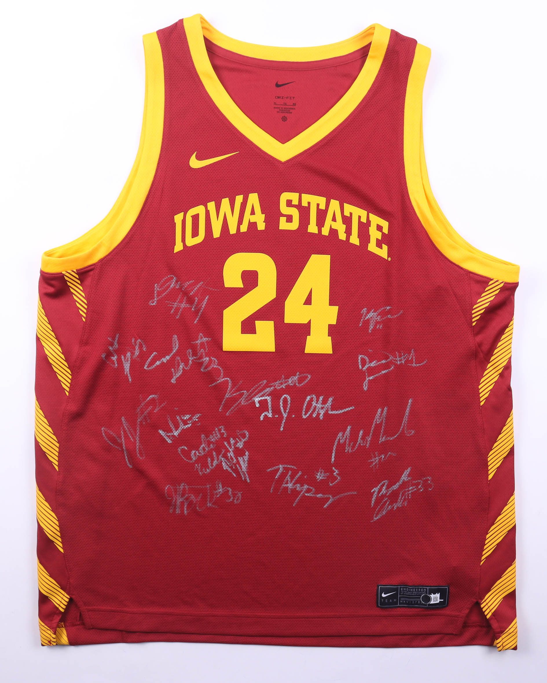 2024-2025 Iowa State Cyclones Jersey Team-Signed by (15) with Keshon Gibert, Curtis Jones, Tamin Lipsey, Joshua Jefferson (Beckett) at PristineAuction.com 2024-2025 Iowa State Cyclones Jersey Team-Signed by (15) with Keshon Gibert, Curtis Jones, Tamin Lipsey, Joshua Jefferson (Beckett) at PristineAuction.com